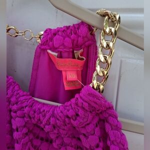 Lilly Pulitzer GOLD Chain WILD FUSCHIA Dress